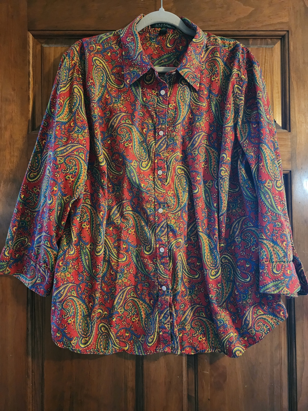 Lauren Ralph Lauren 3X Red Paisley Button Down Shirt